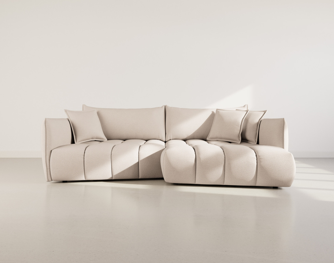 Canapé d'angle droit 4 places en tissu texturé Cassiopee