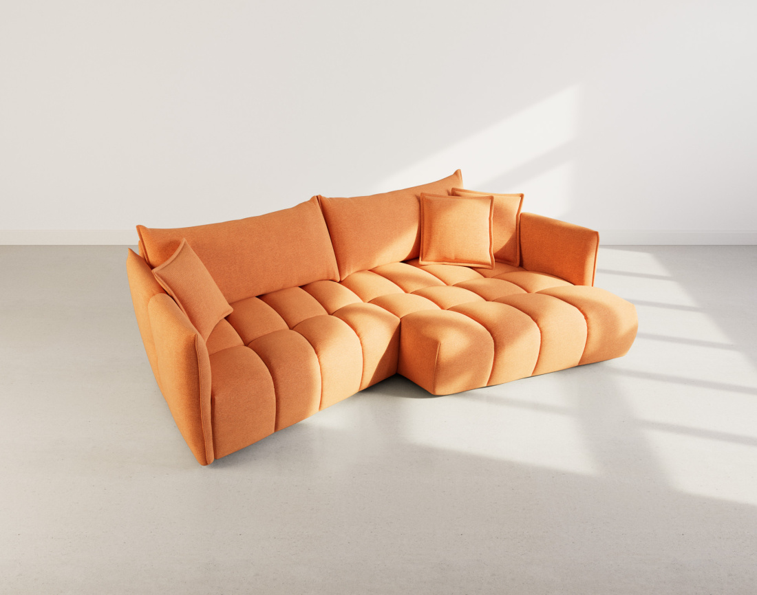 Canapé d'angle droit 4 places en tissu texturé Cassiopee