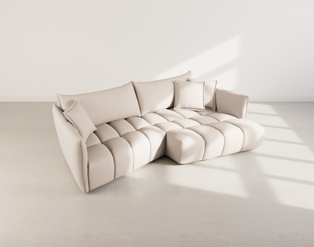 Canapé d'angle droit 4 places en tissu texturé Cassiopee