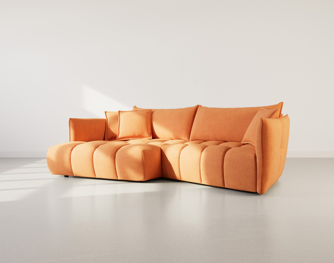 Thumbnail video of the produit Cassiopee - canapé d'angle gauche 4 places en tissu texturé