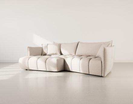 Canapé d'angle gauche 4 places en tissu texturé Cassiopee