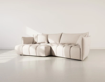 Canapé d'angle gauche 4 places en tissu texturé Cassiopee