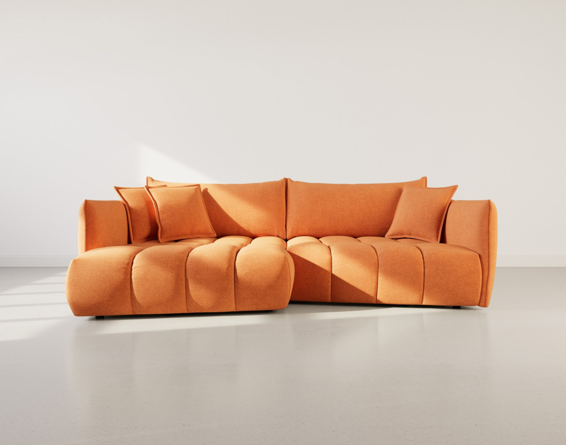 Canapé d'angle gauche 4 places en tissu texturé Cassiopee