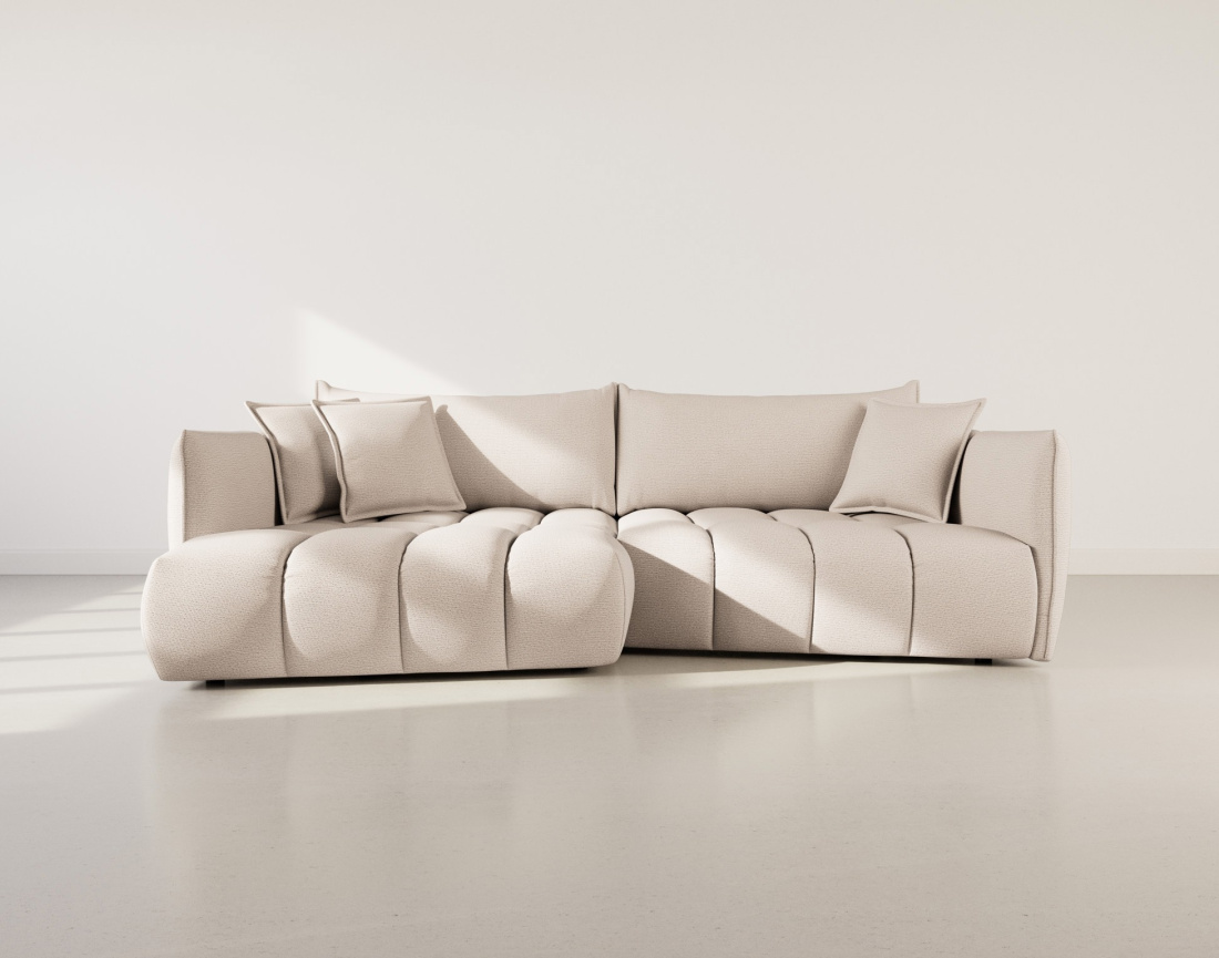 Canapé d'angle gauche 4 places en tissu texturé Cassiopee