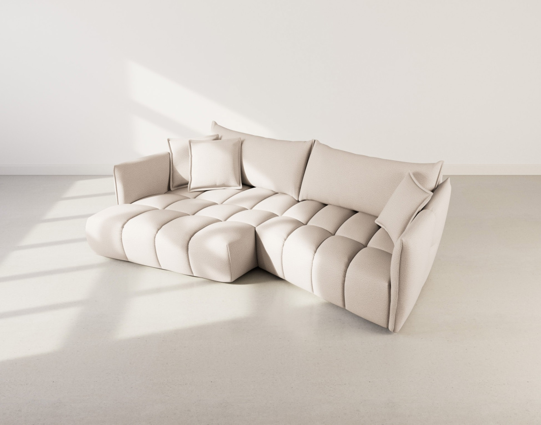 Canapé d'angle gauche 4 places en tissu texturé Cassiopee