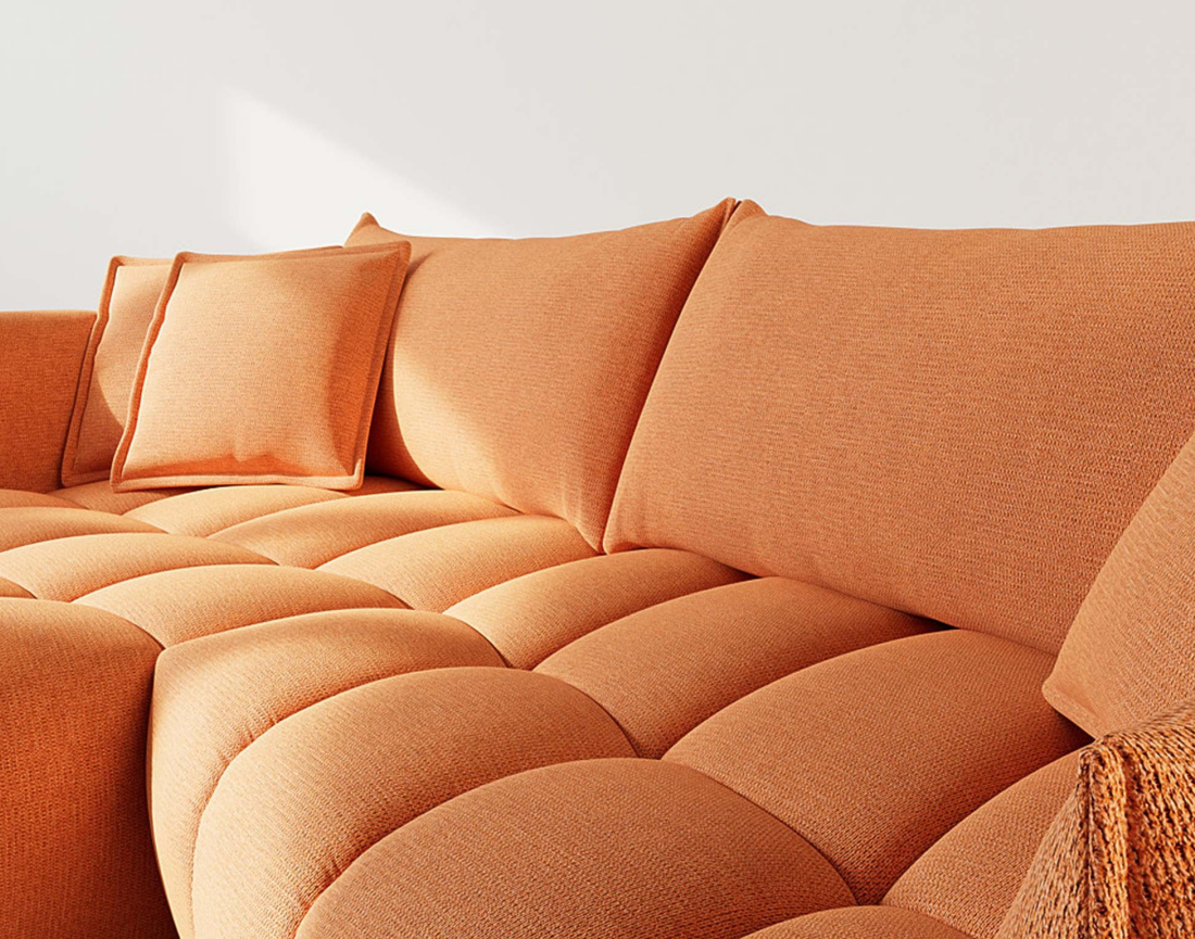 Canapé d'angle gauche 4 places en tissu texturé Cassiopee