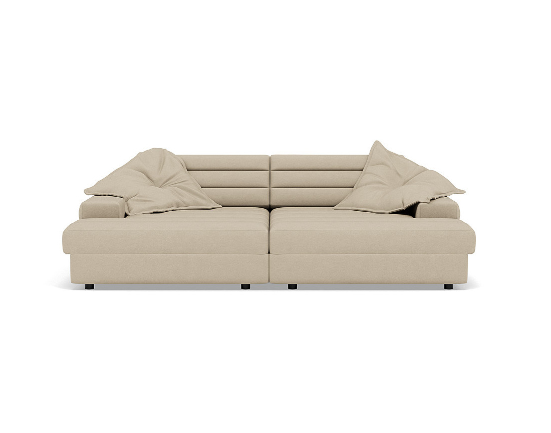 Canapé droit 4 places double méridienne assise profonde en tissu texturé Loredana