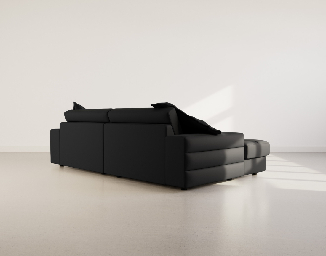 Canapé droit 4 places double méridienne assise profonde en tissu texturé Loredana