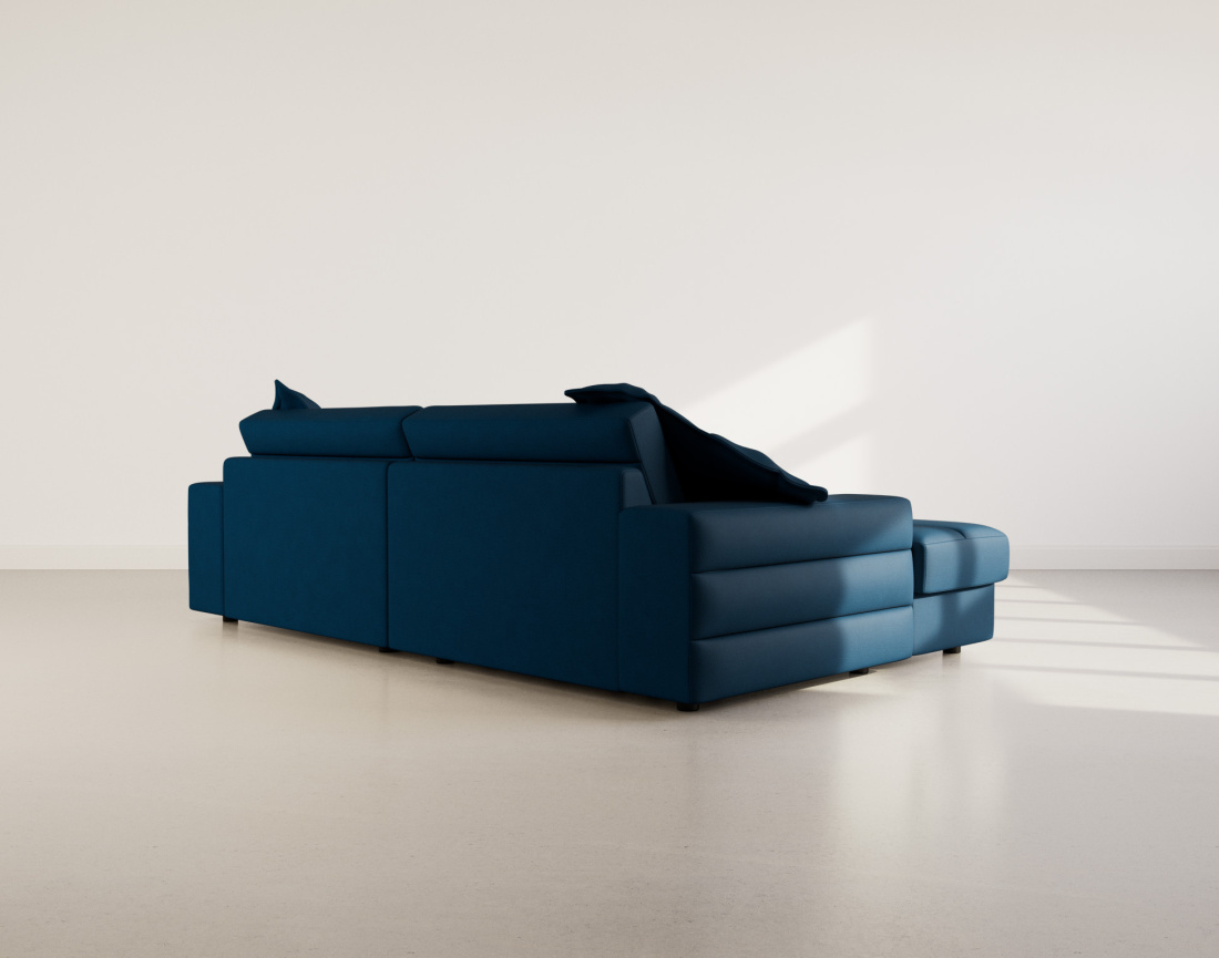 Canapé droit 4 places double méridienne assise profonde en tissu texturé Loredana