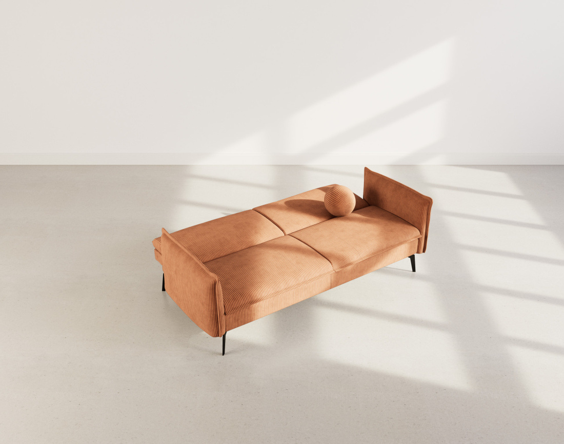 Canapé convertible clic-clac 2 places en velours côtelé Lexie