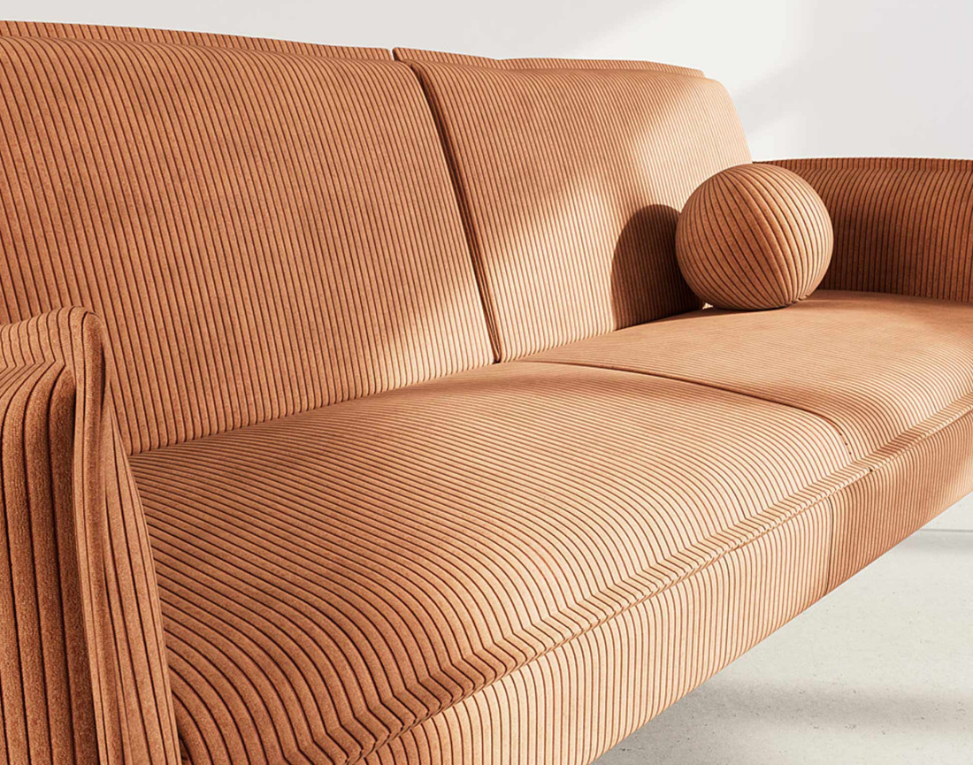 Canapé convertible clic-clac 2 places en velours côtelé Lexie