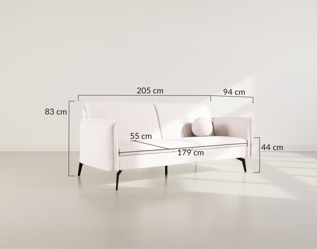 Canapé convertible clic-clac 2 places en velours côtelé Lexie