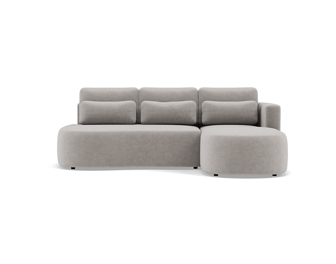 Canapé d'angle droit 4 places convertible avec coffre en velours côtelé Mahina
