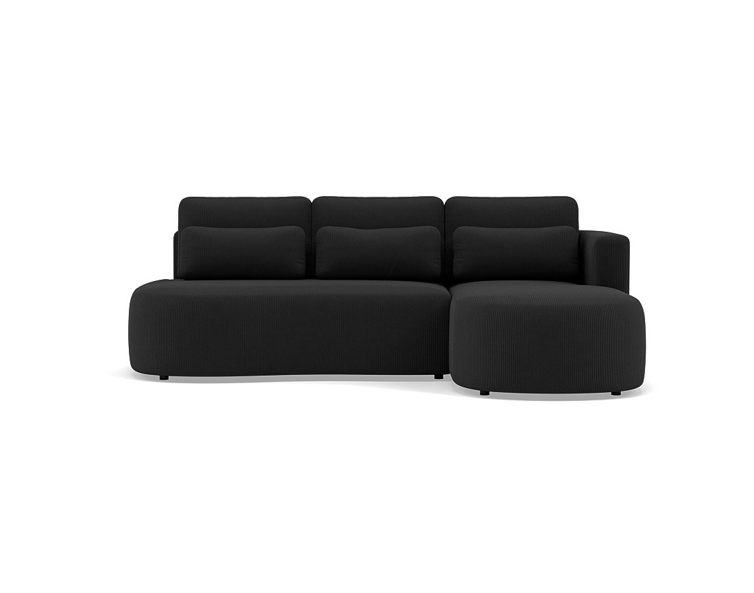 Canapé d'angle droit 4 places convertible avec coffre en velours côtelé Mahina