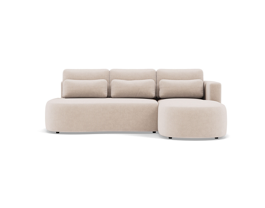 Canapé d'angle droit 4 places convertible avec coffre en velours côtelé Mahina
