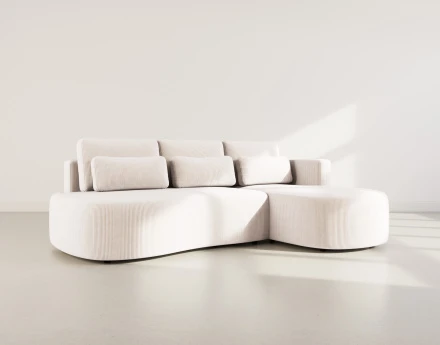 Canapé d'angle droit 4 places convertible avec coffre en velours côtelé Mahina