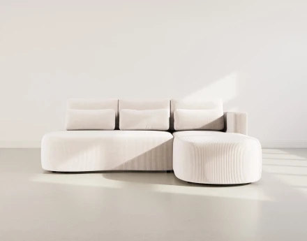 Canapé d'angle droit 4 places convertible avec coffre en velours côtelé Mahina