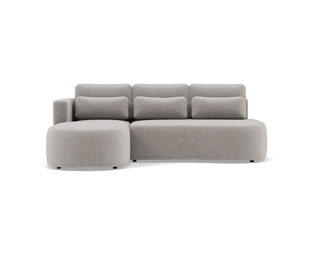 Canapé d'angle gauche 4 places convertible avec coffre en velours côtelé Mahina