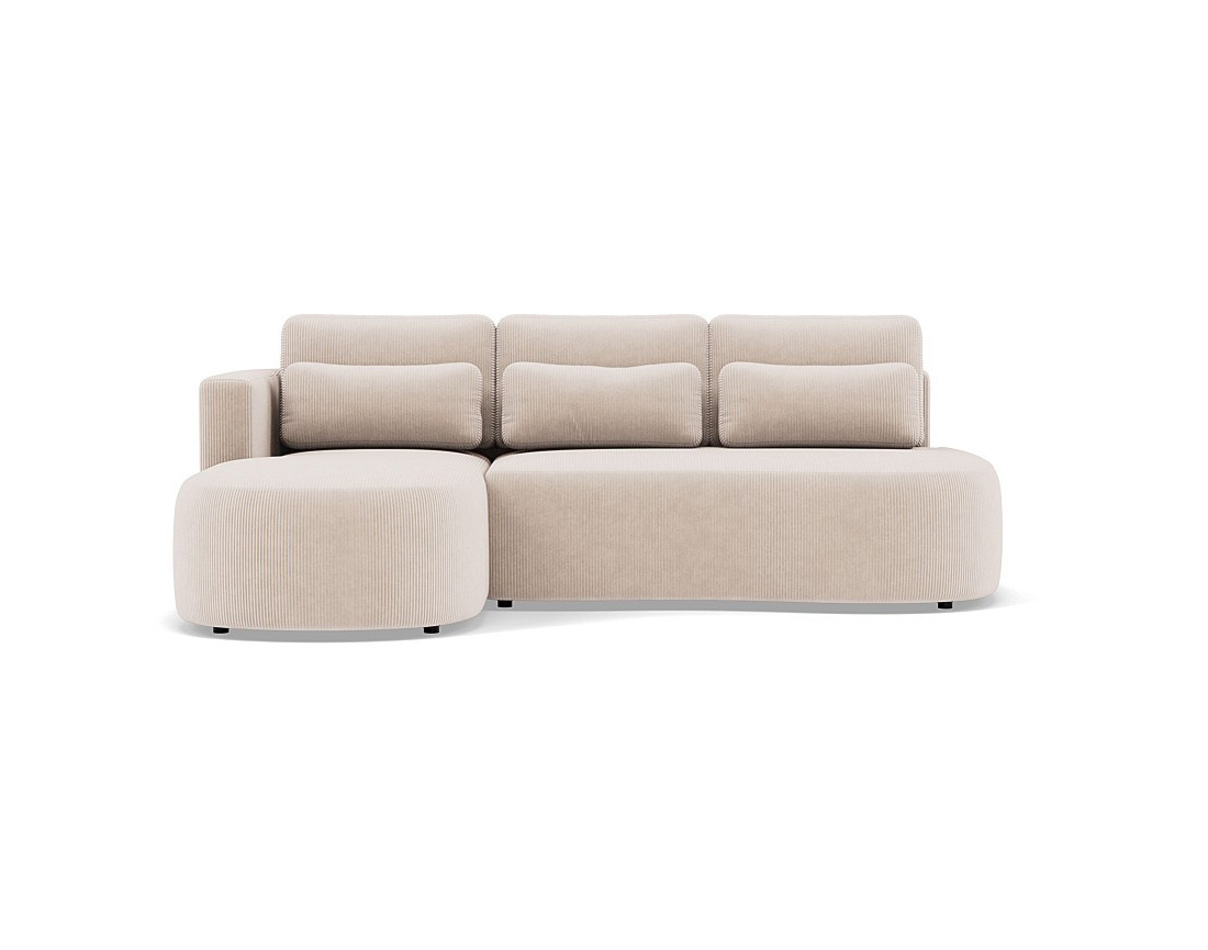 Canapé d'angle gauche 4 places convertible avec coffre en velours côtelé Mahina