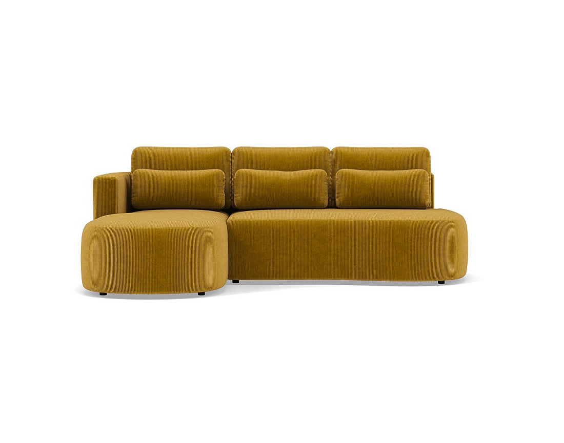 Canapé d'angle gauche 4 places convertible avec coffre en velours côtelé Mahina