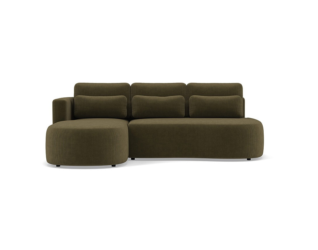 Canapé d'angle gauche 4 places convertible avec coffre en velours côtelé Mahina