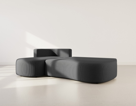 Canapé d'angle gauche 4 places convertible avec coffre en velours côtelé Mahina