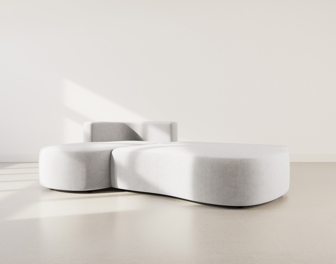 Canapé d'angle gauche 4 places convertible avec coffre en velours côtelé Mahina