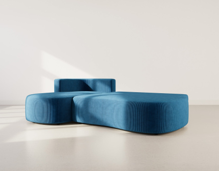 Canapé d'angle gauche 4 places convertible avec coffre en velours côtelé Mahina