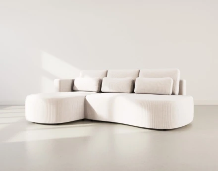 Canapé d'angle gauche 4 places convertible avec coffre en velours côtelé Mahina