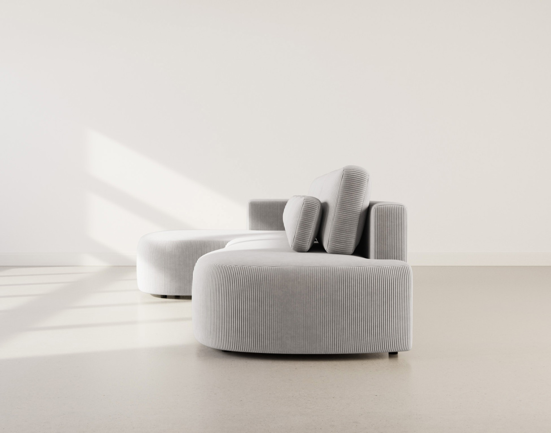 Canapé d'angle gauche 4 places convertible avec coffre en velours côtelé Mahina