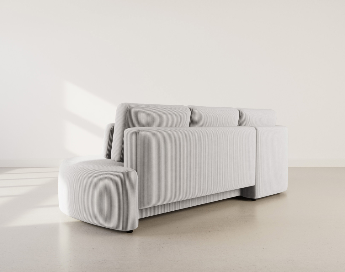 Canapé d'angle gauche 4 places convertible avec coffre en velours côtelé Mahina