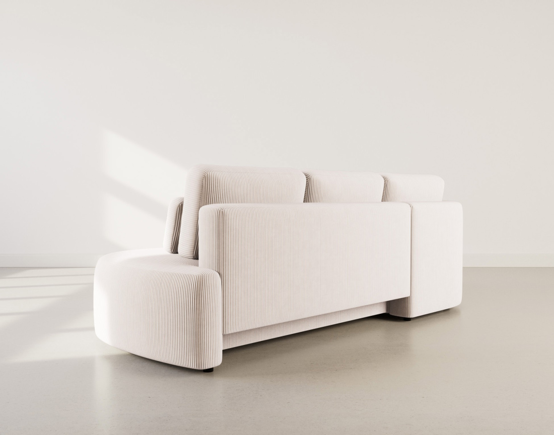 Canapé d'angle gauche 4 places convertible avec coffre en velours côtelé Mahina