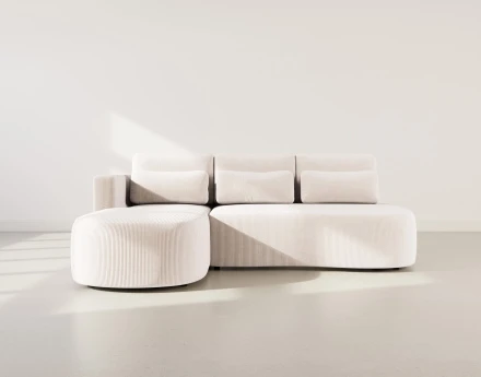 Canapé d'angle gauche 4 places convertible avec coffre en velours côtelé Mahina