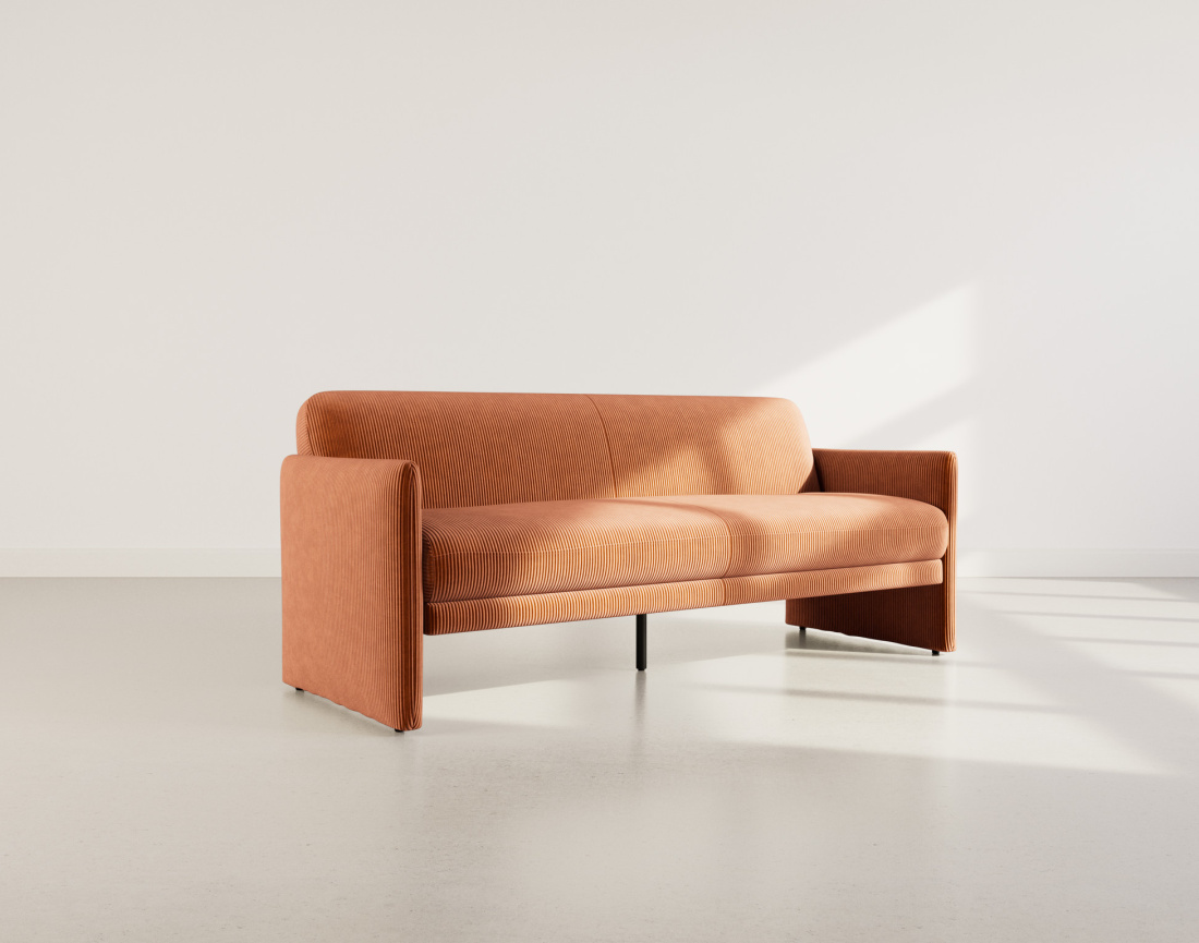 Canapé convertible clic-clac 3 places en velours côtelé Mathis