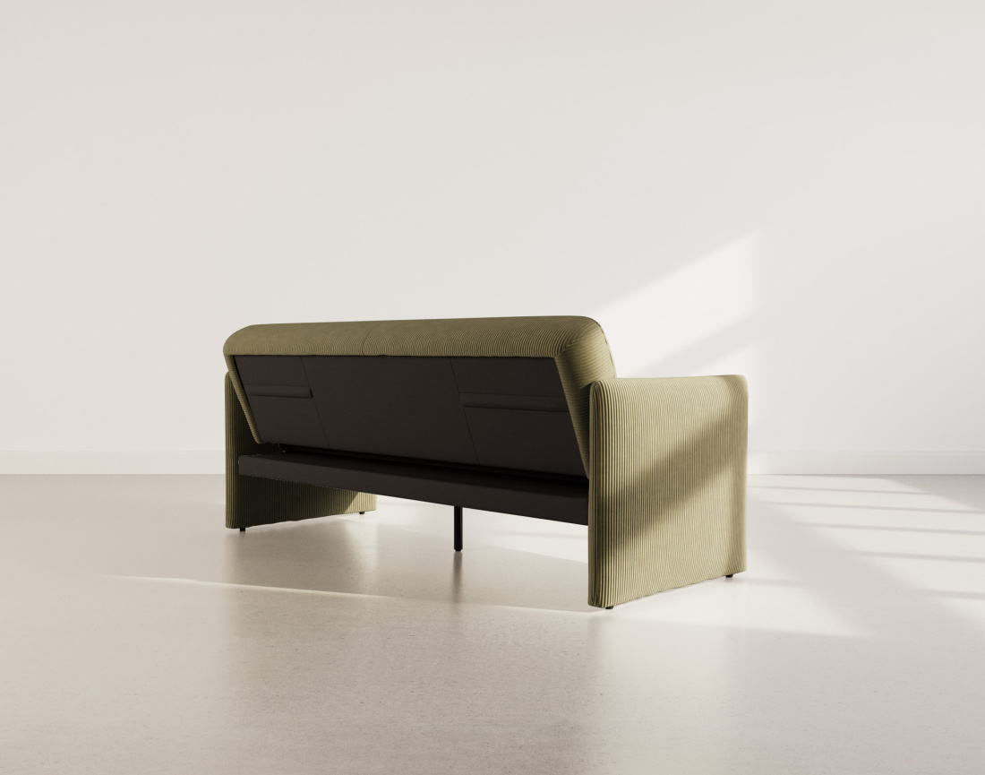 Canapé convertible clic-clac 3 places en velours côtelé Mathis