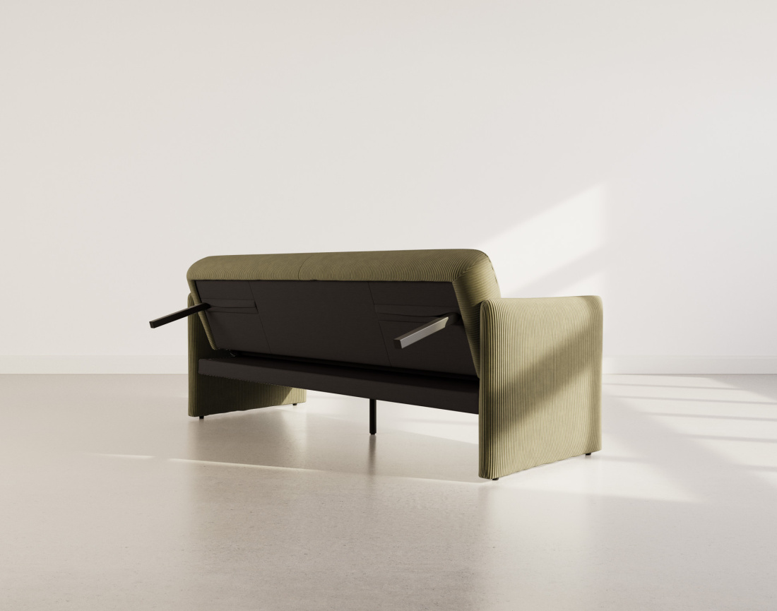 Canapé convertible clic-clac 3 places en velours côtelé Mathis