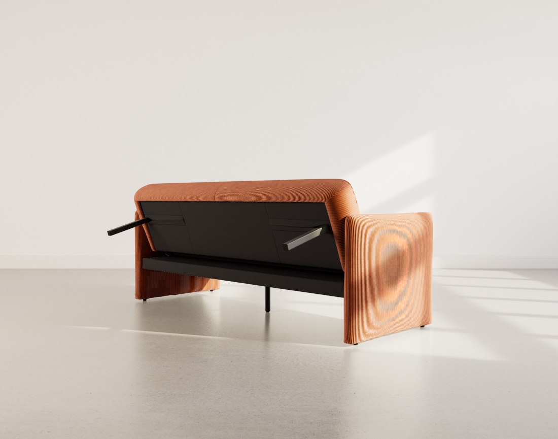 Canapé convertible clic-clac 3 places en velours côtelé Mathis