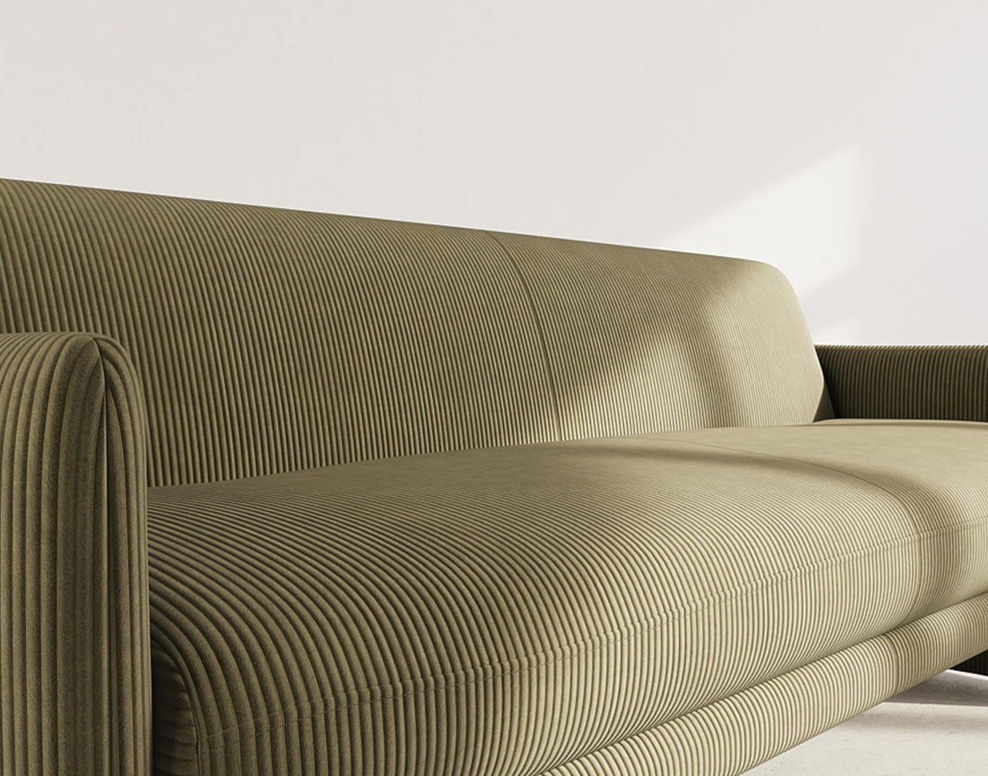 Canapé convertible clic-clac 3 places en velours côtelé Mathis