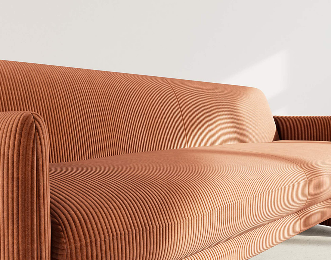 Canapé convertible clic-clac 3 places en velours côtelé Mathis