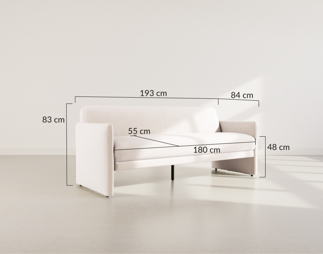 Canapé convertible clic-clac 3 places en velours côtelé Mathis