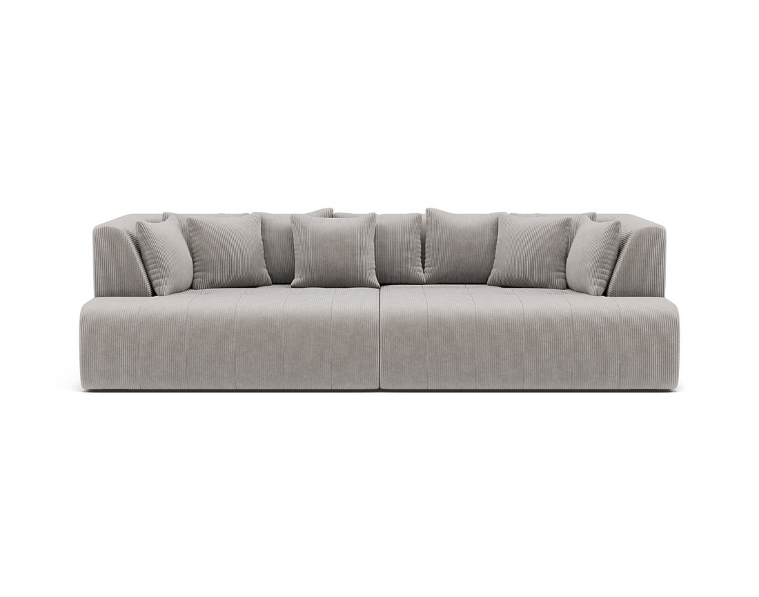 Canapé droit 4 places avec double méridienne - assise profonde - en velours côtelé Onyx