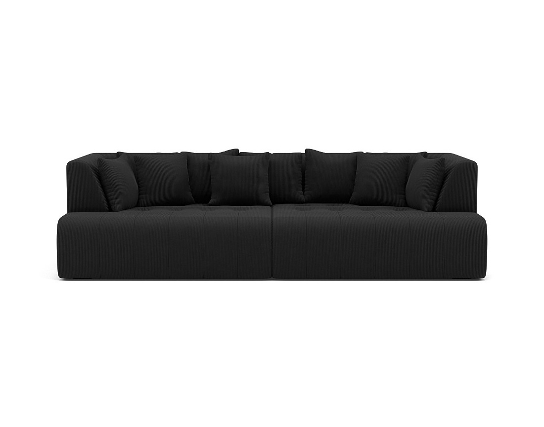 Canapé droit 4 places avec double méridienne - assise profonde - en velours côtelé Onyx