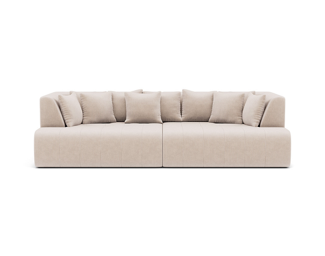 Canapé droit 4 places avec double méridienne - assise profonde - en velours côtelé Onyx