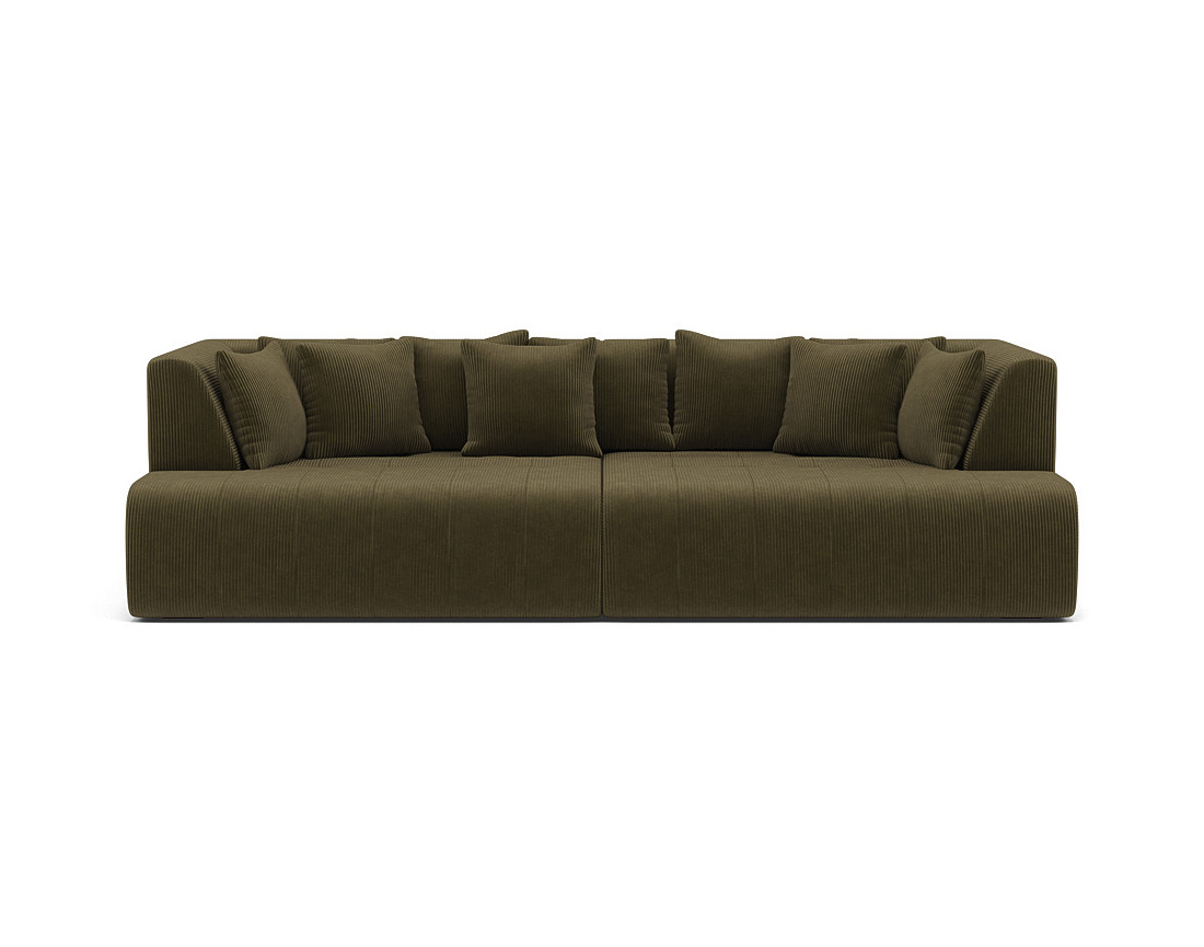 Canapé droit 4 places avec double méridienne - assise profonde - en velours côtelé Onyx