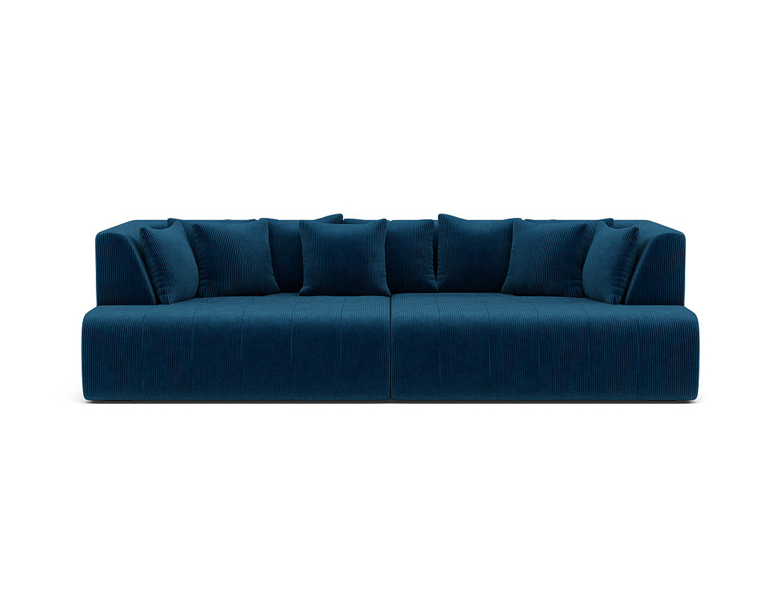 Canapé droit 4 places avec double méridienne - assise profonde - en velours côtelé Onyx