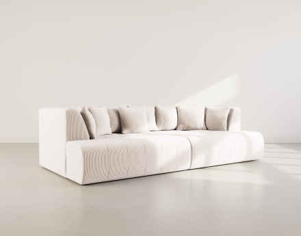 Canapé droit 4 places avec double méridienne - assise profonde - en velours côtelé Onyx