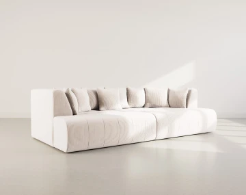 Canapé droit 4 places avec double méridienne - assise profonde - en velours côtelé Onyx