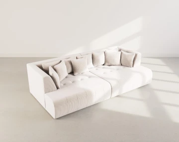 Canapé droit 4 places avec double méridienne - assise profonde - en velours côtelé Onyx