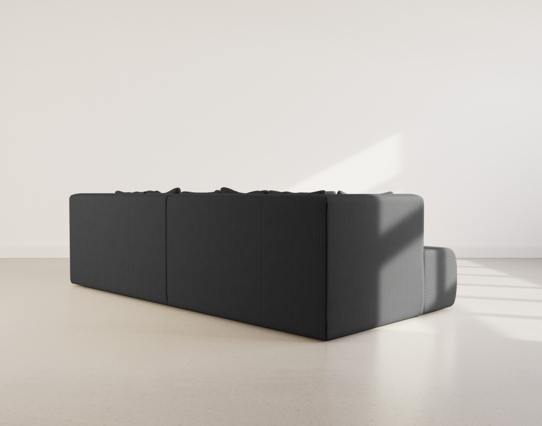 Canapé droit 4 places avec double méridienne - assise profonde - en velours côtelé Onyx