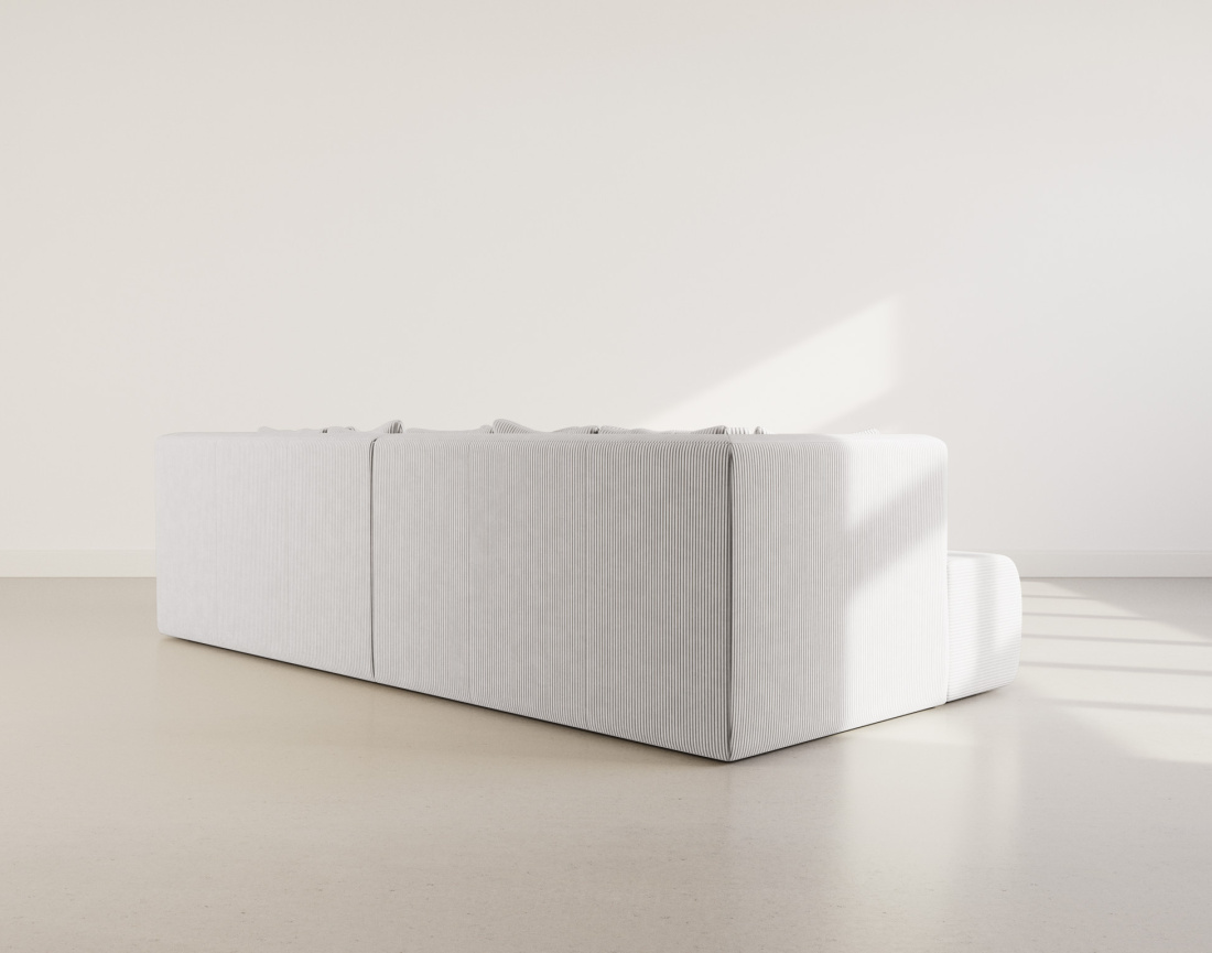 Canapé droit 4 places avec double méridienne - assise profonde - en velours côtelé Onyx